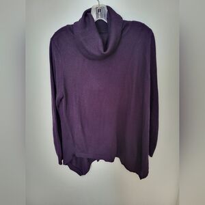New York & Company Purple Women Medium Cowl Neck‎ Asymmetrical Sweater